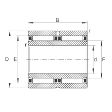 滾針軸承 NAO25X42X32-ZW-ASR1, 無(wú)擋邊，雙列