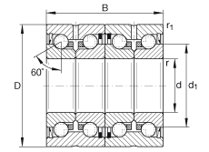 推力角接觸球軸承 ZKLN2052-2RS-2AP, 配對(duì)，雙向，兩側(cè)唇密封