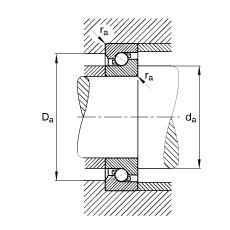 推力角接觸球軸承 BSB045075-T, 單向，接觸角 α = 60°，限制公差