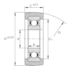 滾輪 KLRU12X35X12-2Z, 帶塑料箍，兩側(cè)密封
