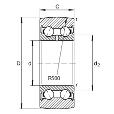 滾輪 LR50/7-2RSR, 雙向，兩側(cè)密封