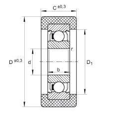 滾輪 KLRZ10X30X10-2Z, 帶塑料箍，兩側(cè)密封
