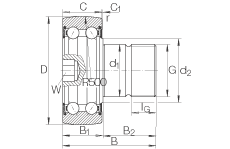 螺栓型滾輪 KR5204-2RS, 雙列，兩側唇密封