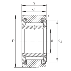 支撐型滾輪 NATV50-PP, 滿裝滾針，軸向引導(dǎo)，兩側(cè)用推力滑動(dòng)墊圈