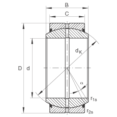 關(guān)節(jié)軸承 GE100-DO-2RS, 根據(jù) DIN ISO 12 240-1 標(biāo)準(zhǔn), 需維護(hù)，兩側(cè)唇密封