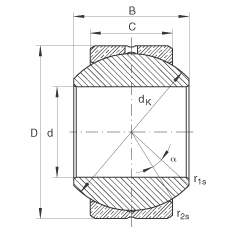 關(guān)節(jié)軸承 GE20-PB, 根據(jù) DIN ISO 12 240-1 標準，尺寸系列 K，需維護