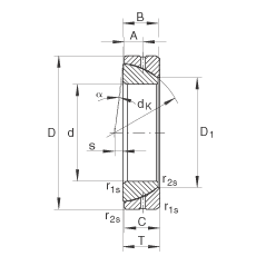 角接觸關(guān)節(jié)軸承 GE90-SX, 根據(jù) DIN ISO 12 240-2 標(biāo)準(zhǔn)，需維護(hù)