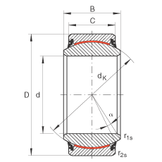 關節(jié)軸承 GE25-UK-2RS, 根據(jù) DIN ISO 12 240-1 標準, 免維護，兩側(cè)唇密封