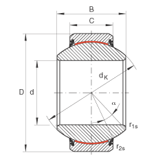 關(guān)節(jié)軸承 GE30-FW-2RS, 根據(jù) DIN ISO 12 240-1 標(biāo)準(zhǔn), 免維護(hù)，兩側(cè)唇密封
