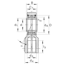 液壓桿端軸承 GIHNRK20-LO, 根據(jù) DIN ISO 12 240-4 標(biāo)準(zhǔn)，帶右旋螺紋夾緊裝置，需維護(hù)
