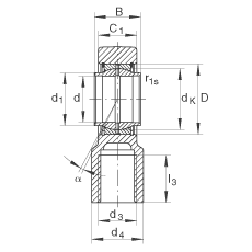 液壓桿端軸承 GIHNRK70-LO, 根據(jù) DIN ISO 12 240-4 標(biāo)準(zhǔn)，帶右旋螺紋夾緊裝置，需維護(hù)