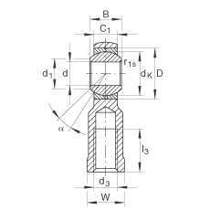 桿端軸承 GIKL8-PB, 根據(jù) DIN ISO 12 240-4 標準，帶左旋內(nèi)螺紋，需維護