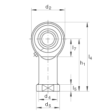 桿端軸承 GIKL8-PB, 根據(jù) DIN ISO 12 240-4 標準，帶左旋內(nèi)螺紋，需維護