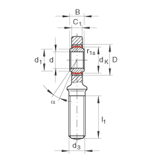 桿端軸承 GAR45-UK-2RS, 根據(jù) DIN ISO 12 240-4 標準，帶右旋外螺紋，免維護，兩側唇密封