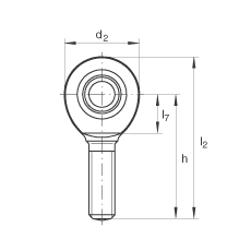 桿端軸承 GAR45-UK-2RS, 根據(jù) DIN ISO 12 240-4 標準，帶右旋外螺紋，免維護，兩側唇密封