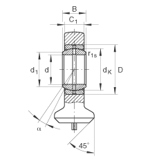 液壓桿端軸承 GK17-DO, 根據(jù) DIN ISO 12 240 標(biāo)準(zhǔn)，帶焊接面，需維護(hù)