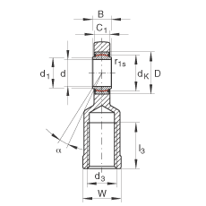 桿端軸承 GIL20-UK, 根據(jù) DIN ISO 12 240-4 標(biāo)準(zhǔn)，帶左旋內(nèi)螺紋，需維護(hù)