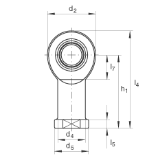 桿端軸承 GIL20-UK, 根據(jù) DIN ISO 12 240-4 標(biāo)準(zhǔn)，帶左旋內(nèi)螺紋，需維護(hù)
