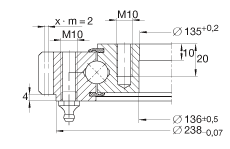 四點接觸球軸承 VA140188-V, 有外齒，兩側(cè)唇密封
