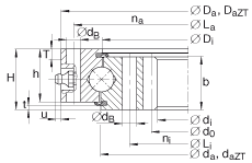 四點接觸球軸承 VI160288-N, 有內(nèi)齒，兩側(cè)唇密封