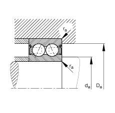 角接觸球軸承 3810-B-2RSR-TVH, 雙列，雙側(cè)唇密封，接觸角 α = 25°