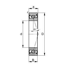 主軸軸承 HCS7004-C-T-P4S, 調(diào)節(jié)，成對(duì)安裝，接觸角 α = 15°，兩側(cè)唇密封，非接觸，限制公差