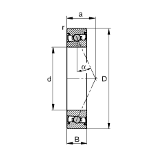 主軸軸承 HCS7028-E-T-P4S, 調(diào)節(jié)，成對或單元安裝，接觸角 α = 25°，兩側(cè)唇密封，非接觸，限制公差