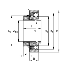 自調(diào)心球軸承 2222-K-M-C3 + H322, 根據(jù) DIN 630 和 DIN 5415 標(biāo)準(zhǔn)的主要尺寸, 帶錐孔和緊定套