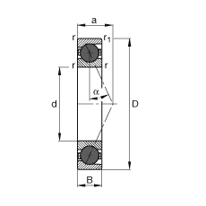 主軸軸承 HCB7011-E-T-P4S, 調(diào)節(jié)，成對或單元安裝，接觸角 α = 25°，陶瓷球，限制公差