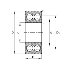 深溝球軸承 4202-B-TVH, 根據(jù) DIN 625-3 標(biāo)準(zhǔn)的主要尺寸，雙列
