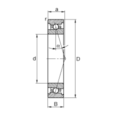 主軸軸承 HS71919-C-T-P4S, 調(diào)節(jié)，成對安裝，接觸角 α = 15°，限制公差