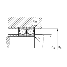 主軸軸承 B71902-E-2RSD-T-P4S, 調(diào)節(jié)，成對(duì)安裝，接觸角 α = 25°，兩側(cè)唇密封，非接觸，限制公差