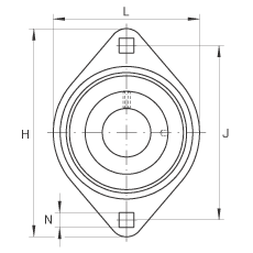 軸承座單元 RALT20-FA125.8, 帶兩個(gè)螺栓孔的法蘭的軸承座單元，沖壓鋼板，偏心鎖圈，輕系列，P 型密封