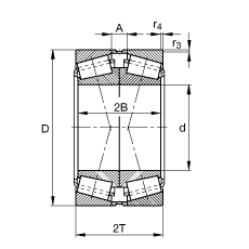 圓錐滾子軸承 31318-N11CA, 根據(jù) DIN ISO 355 / DIN 720 標(biāo)準(zhǔn)的主要尺寸，可分離，X型成對(duì)布置，有軸向內(nèi)部游隙